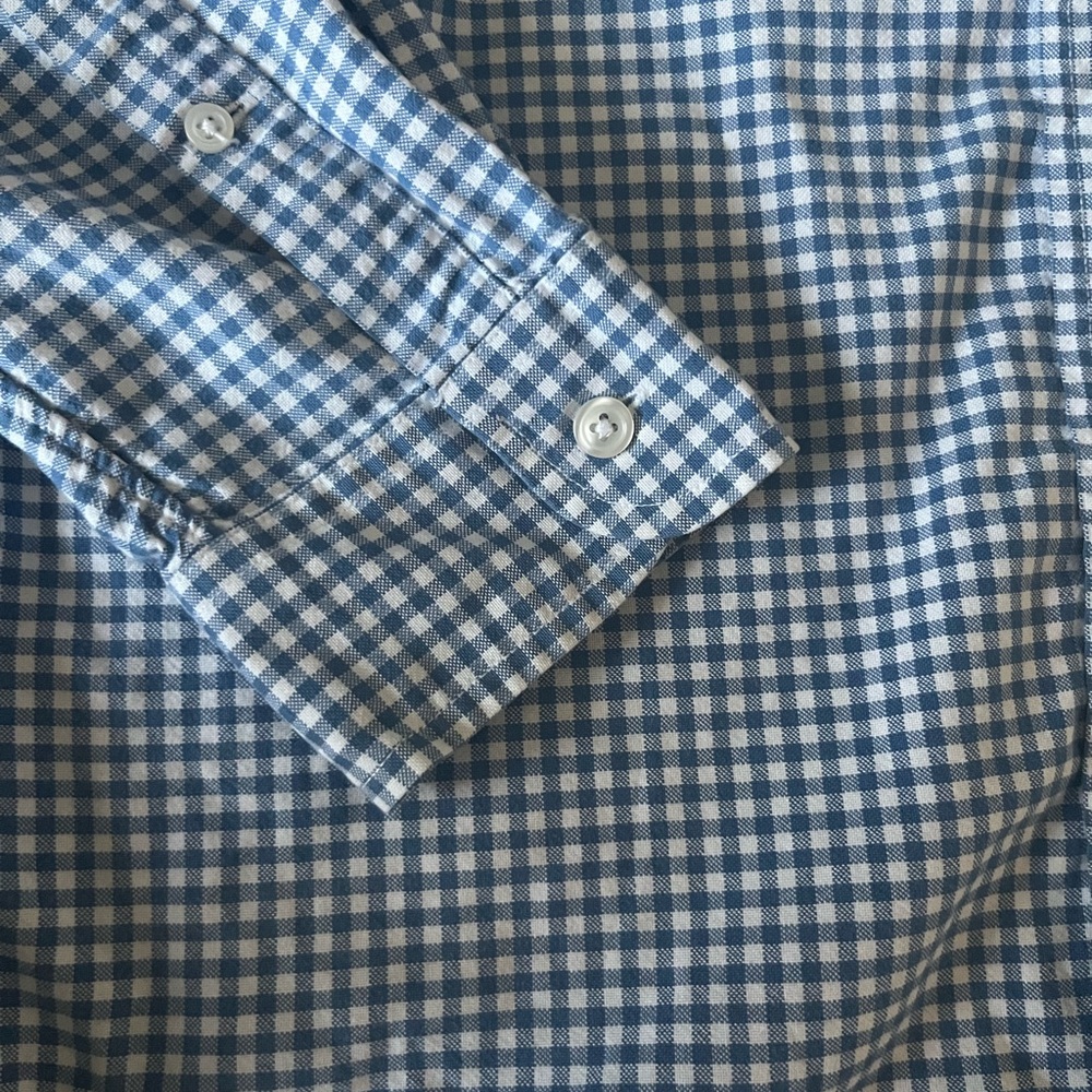 J. Crew Blue and White Gingham Oxford Shirt - Picture 3 of 5